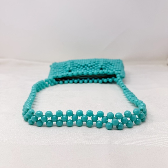 Prentice Vintage Made in Italy Turquoise Beaded Shoulder Bag Purse Handbag - Picture 7 of 16